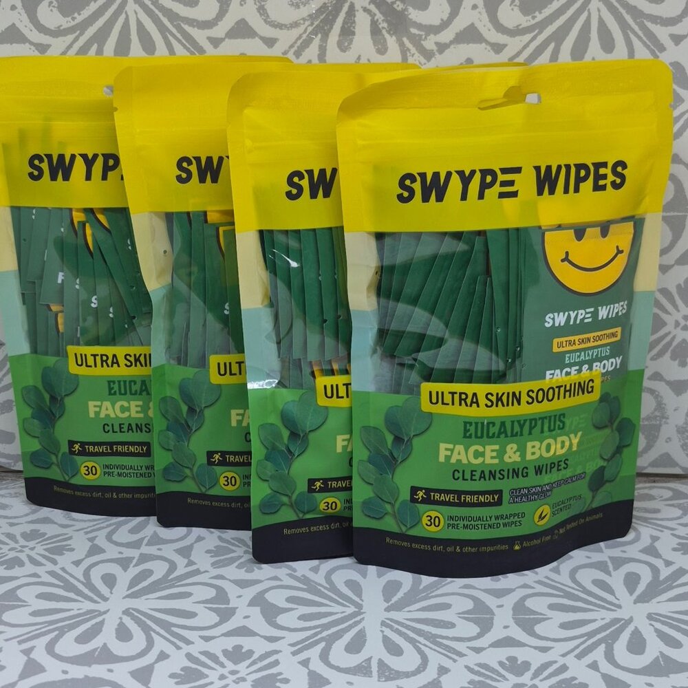 4x Swype Wipes Eucalyptus Cleansing Wipes =120 Wipes